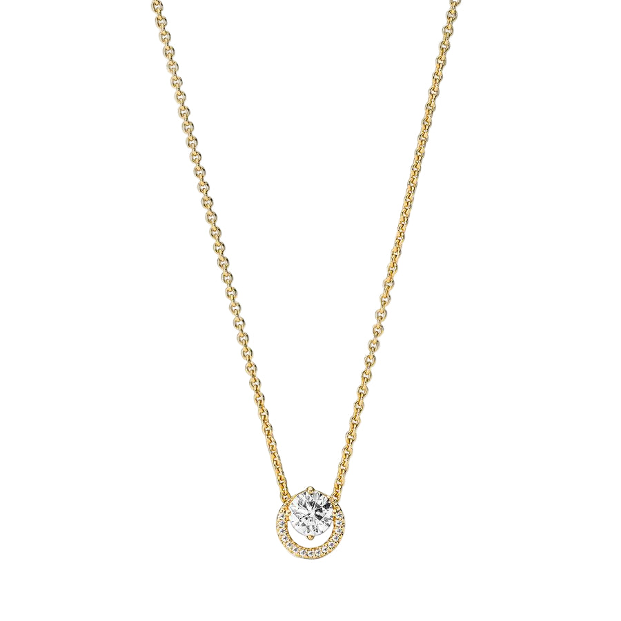 Sparkling Round Halo Pendant Collier Necklace