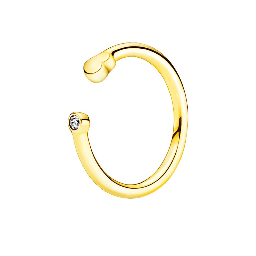 simple gold ring with hear shape and small crystal
