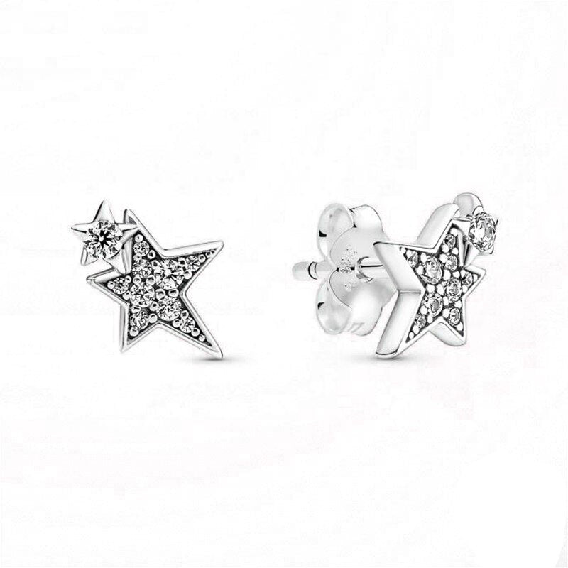 Sparkling Asymmetric Stars Stud Earrings